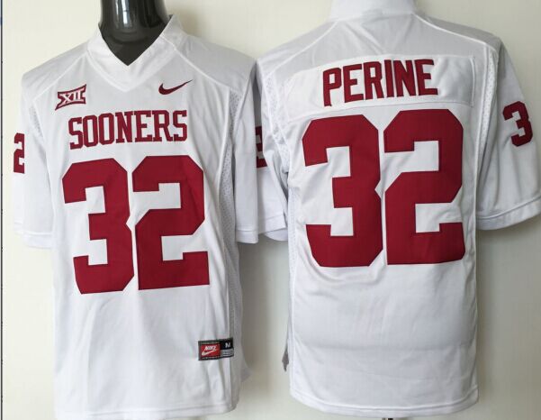 Men Oklahoma Sooners #32 Perine White Nike 2025 NCAA Jersey